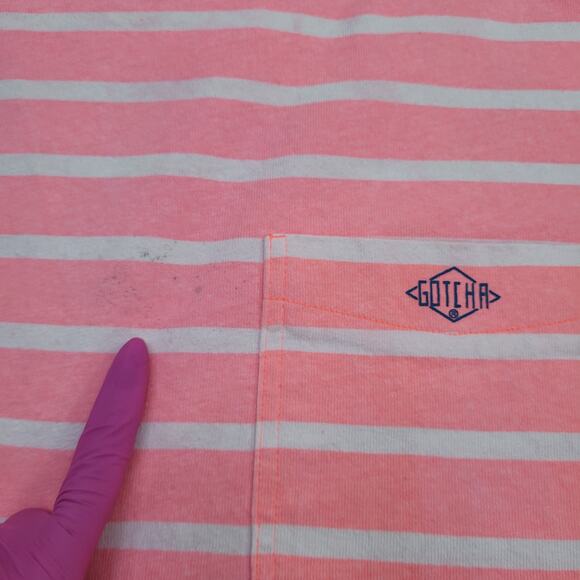 Vintage 90s Gotcha Cropped Shirt Womens Small 22x16 Pink Baggy - Picture 6 of 14